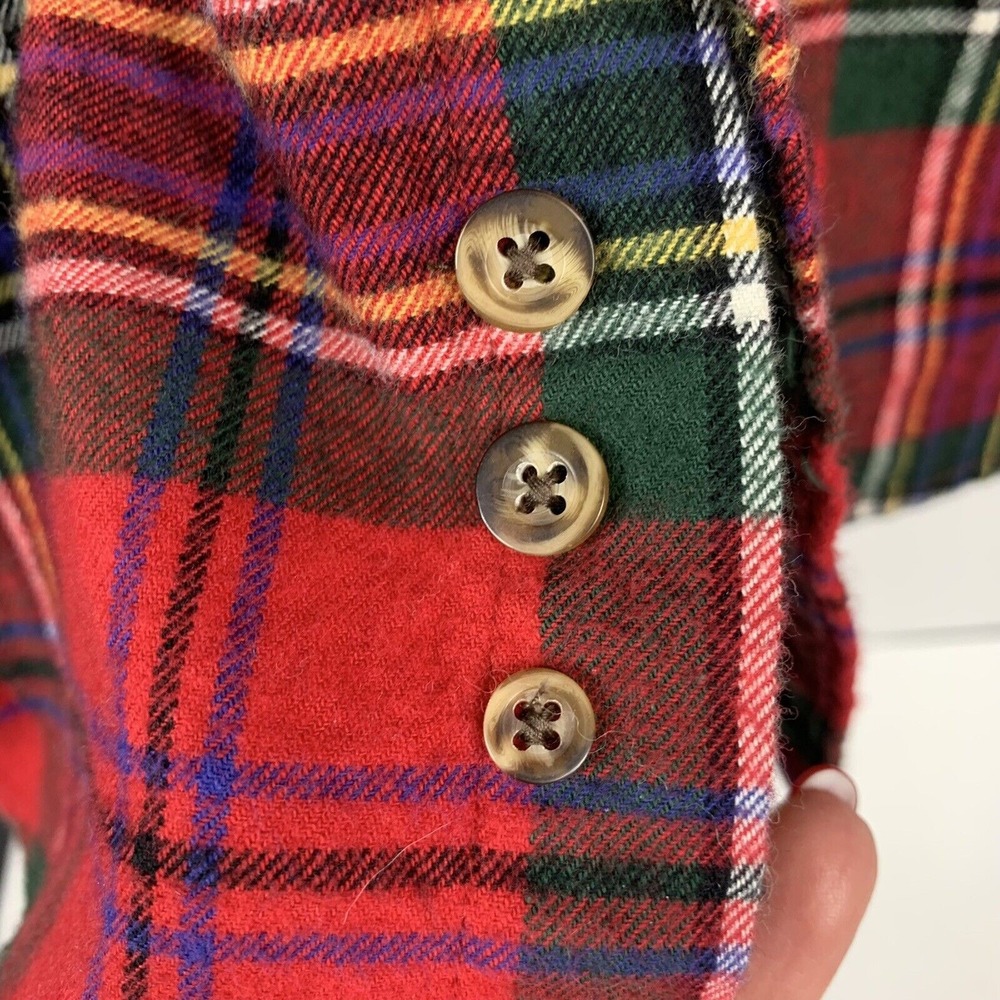 Vtg Eddie Bauer Sz L Flannel Shirt Classic Red Plaid Long Sleeve Button Up Men's - Picture 5 of 11